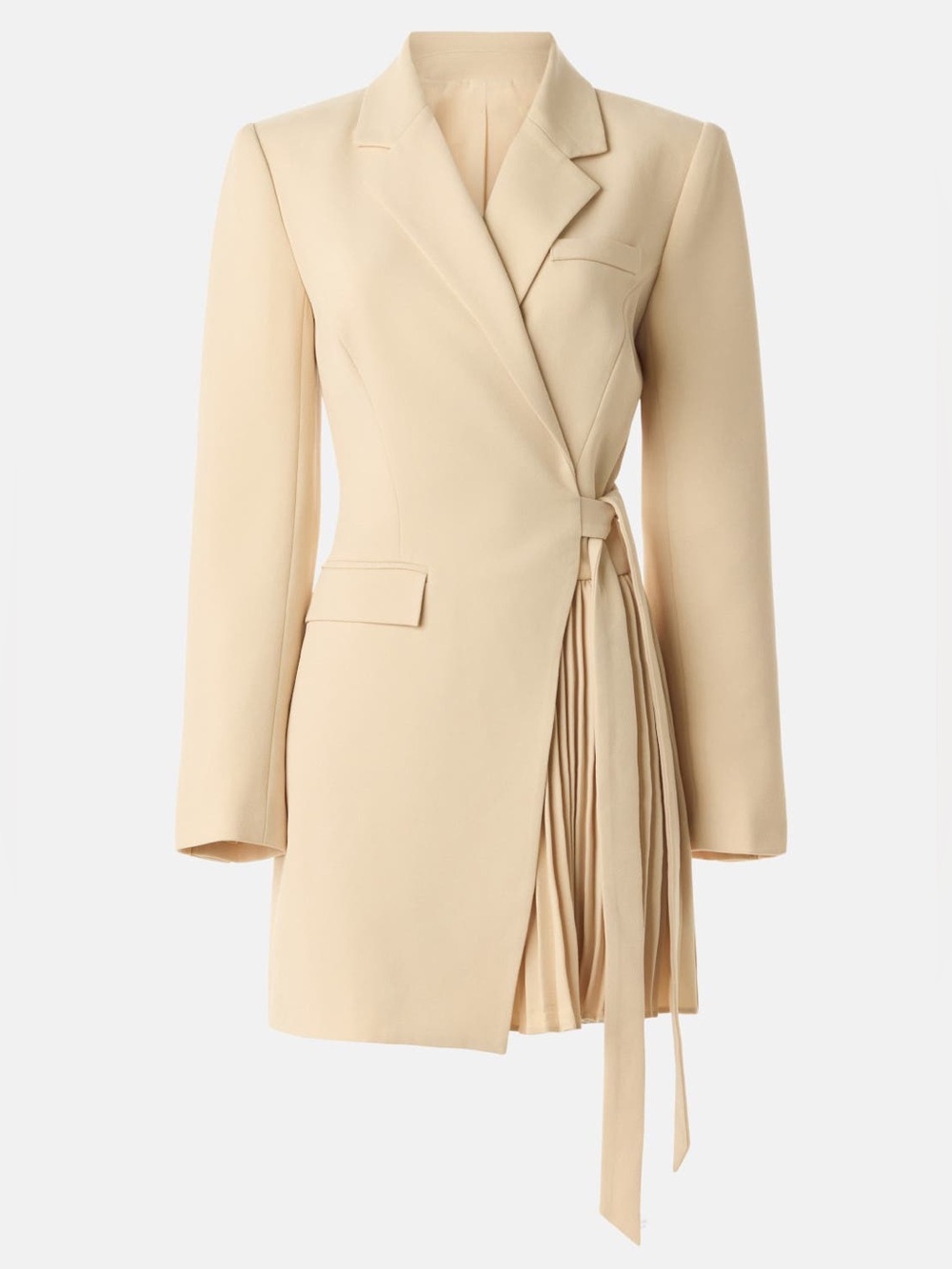 Tailored Cream Wrap Blazer Dress